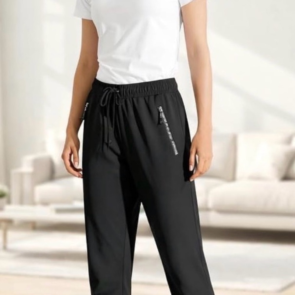 Women’s Black Drawstring Joggers - Picture 2 of 7